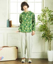 GJLDD36180 Jocomomola(ホコモモラ) Pluma de flecha カーブシルエットパンツ ライトグリーン