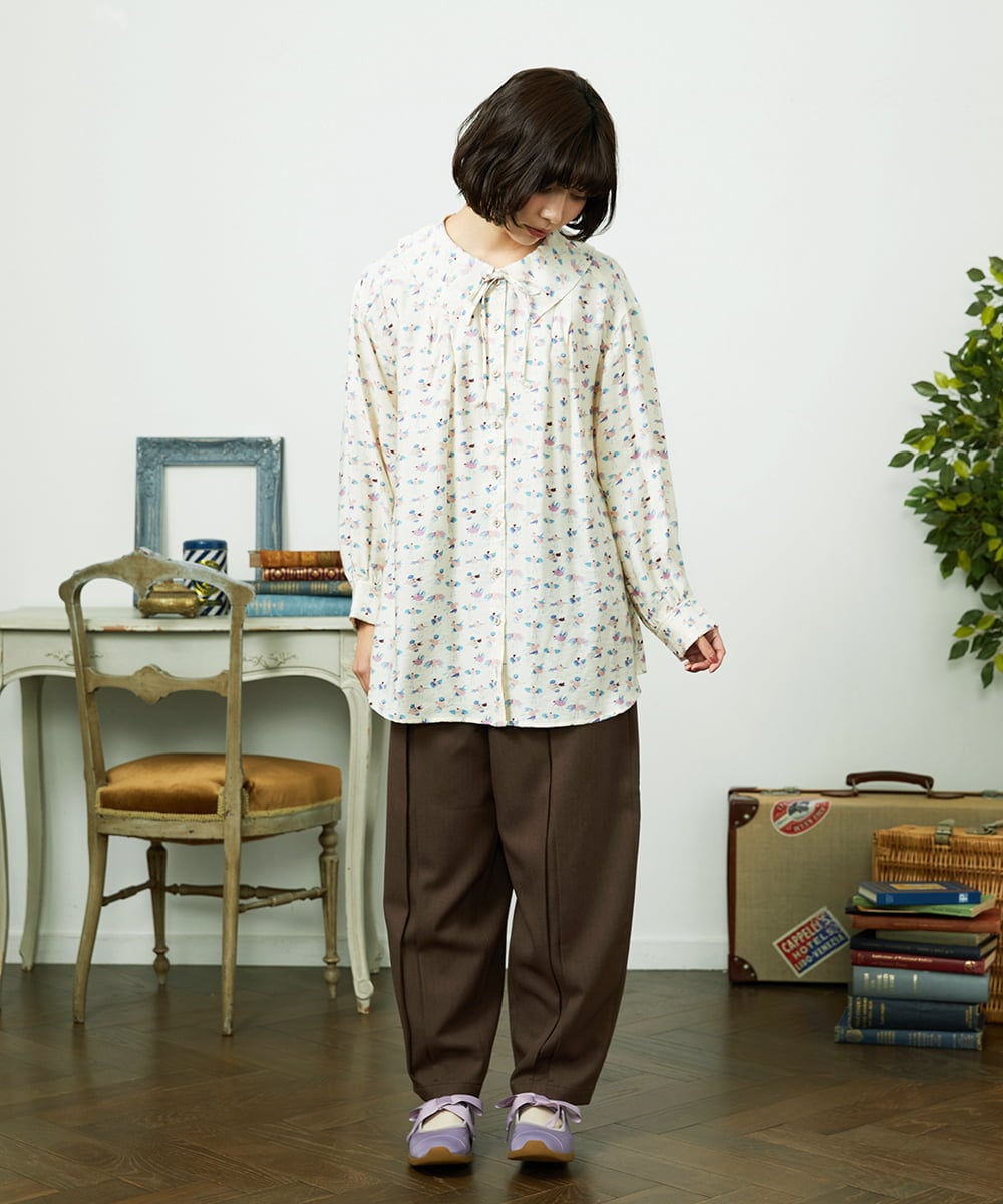 GJLDD36180 Jocomomola(ホコモモラ) Pluma de flecha カーブシルエットパンツ ブラウン