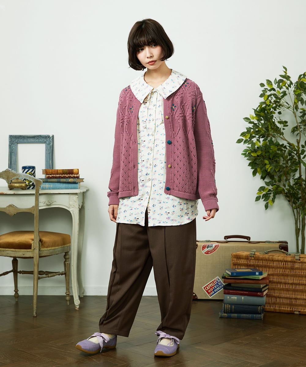 GJLDD36180 Jocomomola(ホコモモラ) Pluma de flecha カーブシルエットパンツ ブラウン