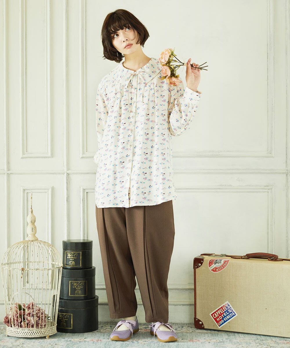 GJLDD36180 Jocomomola(ホコモモラ) Pluma de flecha カーブシルエットパンツ ブラウン