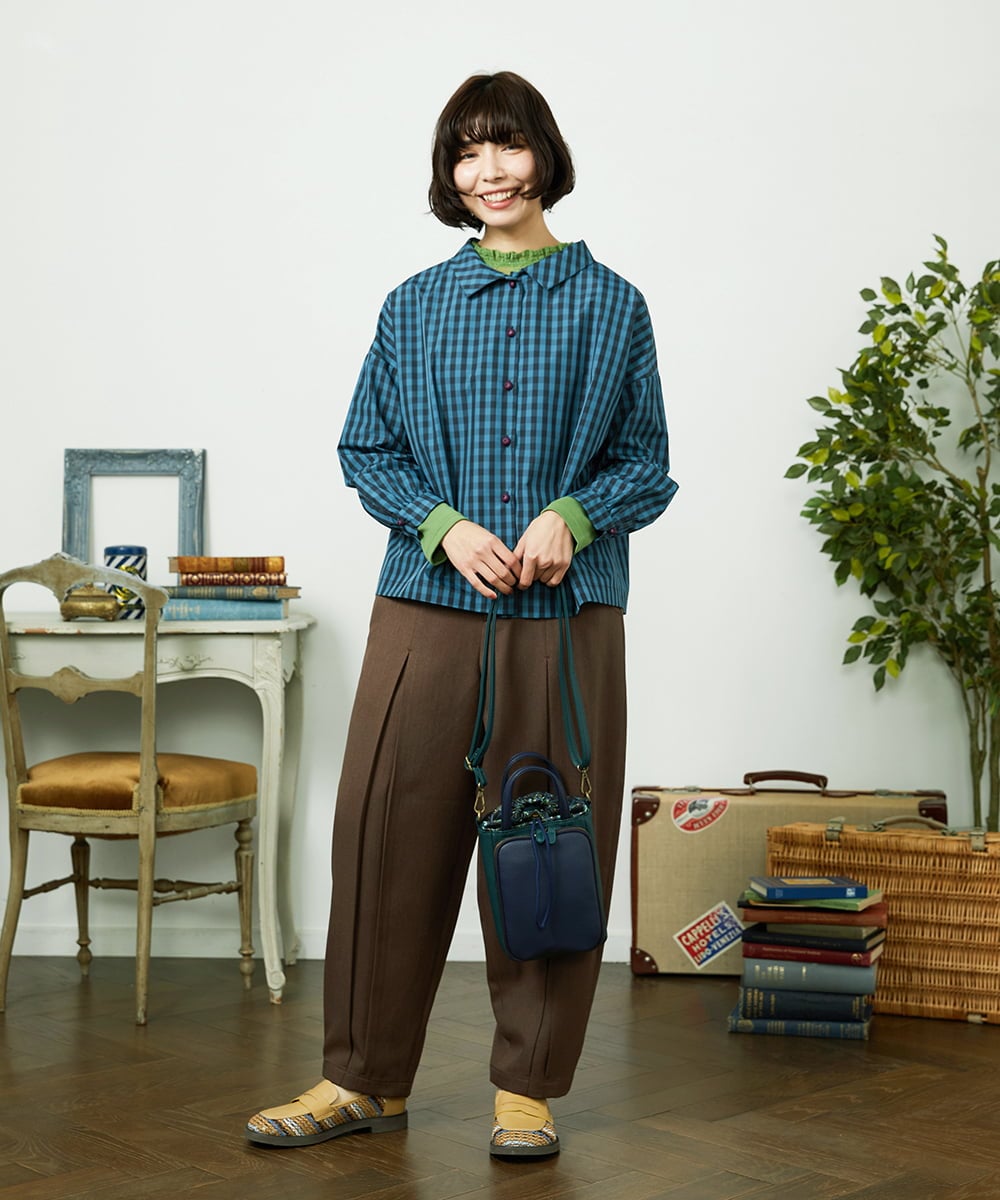 GJLDD36180 Jocomomola(ホコモモラ) Pluma de flecha カーブシルエットパンツ ブラウン