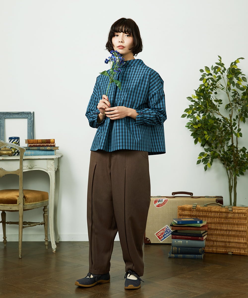 GJLDD36180 Jocomomola(ホコモモラ) Pluma de flecha カーブシルエットパンツ ブラウン