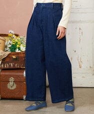 GJLDE39180 Jocomomola(ホコモモラ) デニムカーブシルエットパンツ ネイビー