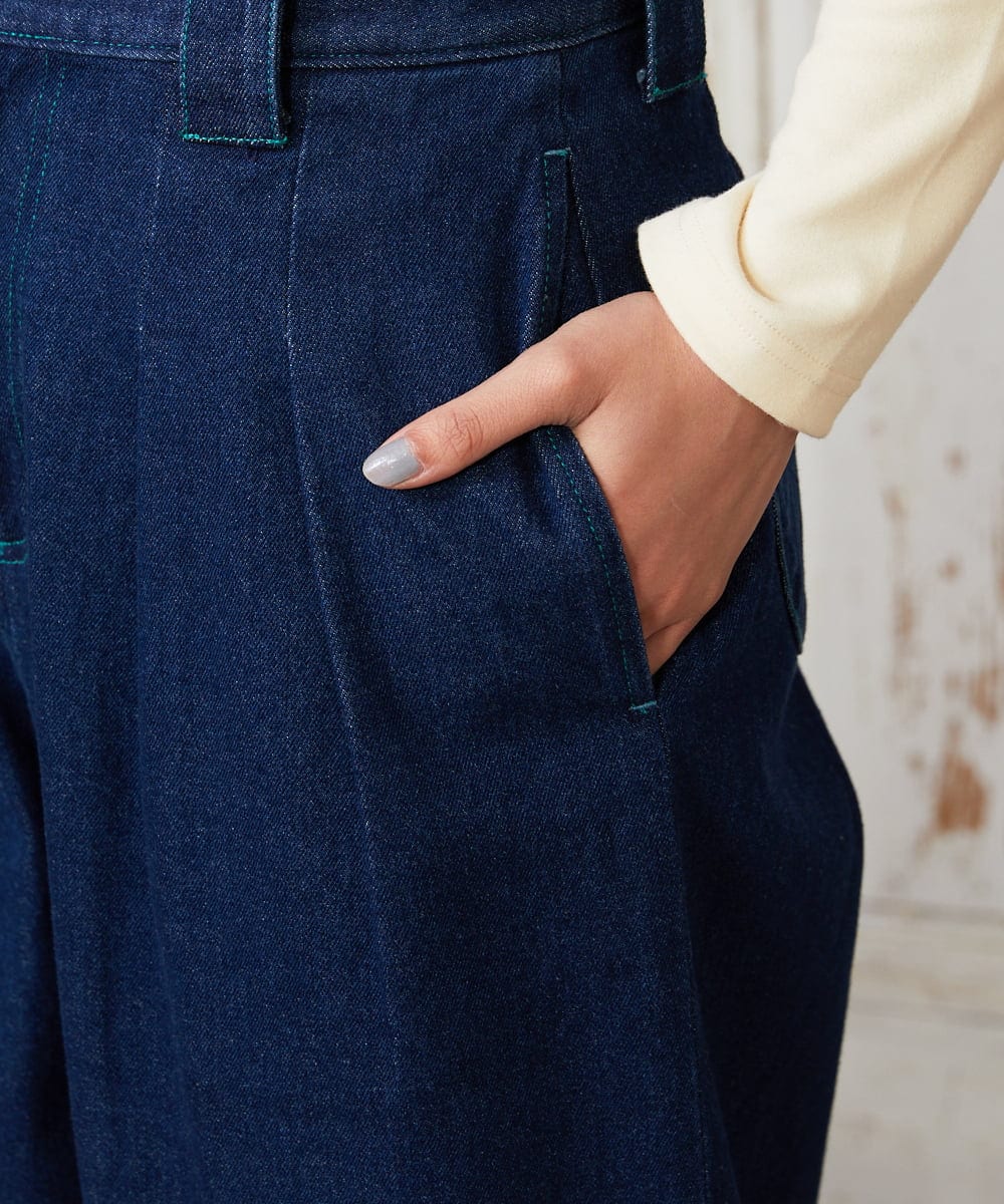 GJLDE39180 Jocomomola(ホコモモラ) デニムカーブシルエットパンツ ネイビー