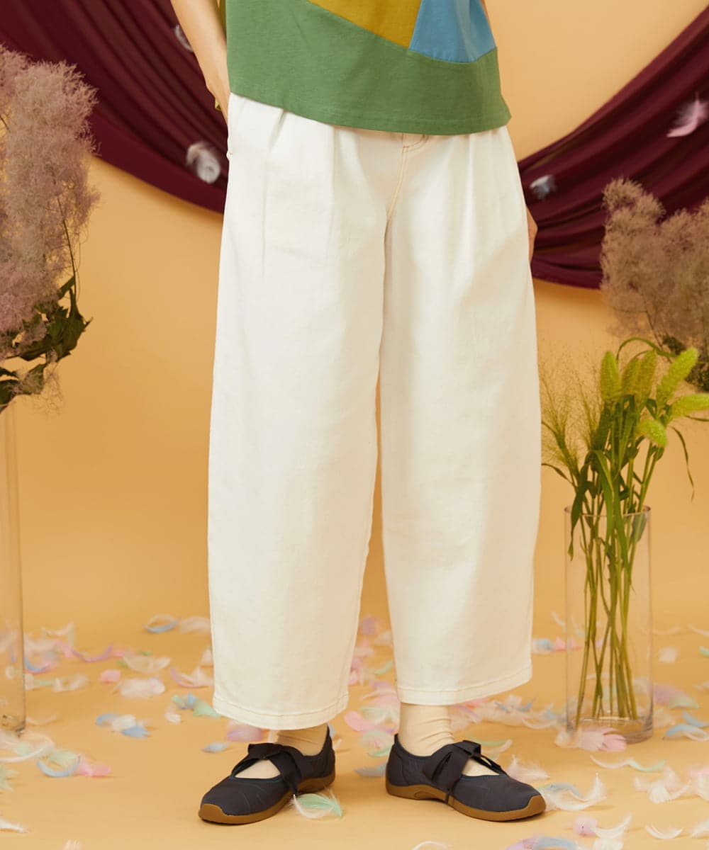 GJLDE40180 Jocomomola(ホコモモラ) カツラギカーブシルエットパンツ アイボリー