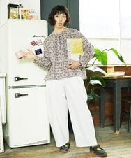 GJLDE40180 Jocomomola(ホコモモラ) カツラギカーブシルエットパンツ アイボリー