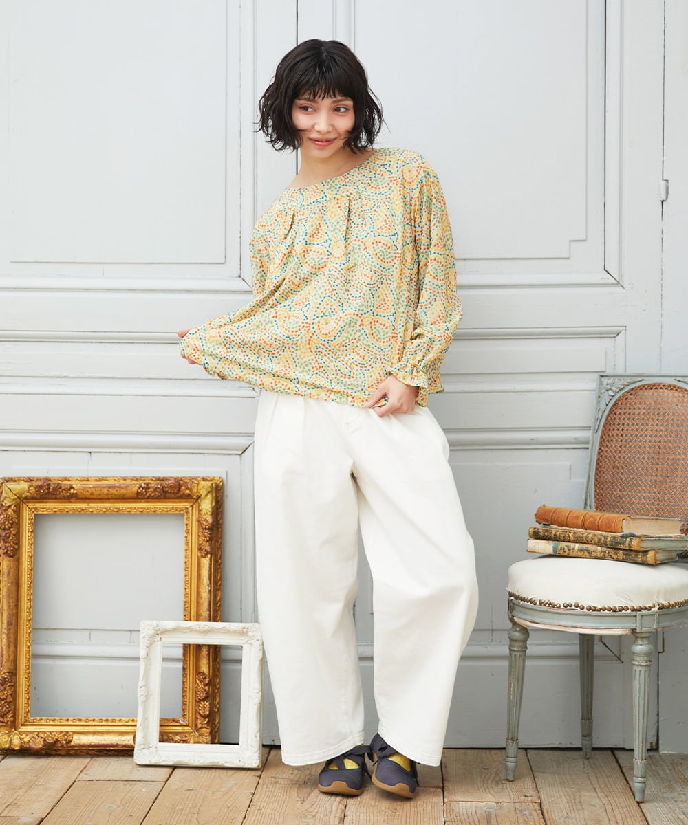 GJLDE40180 Jocomomola(ホコモモラ) カツラギカーブシルエットパンツ アイボリー