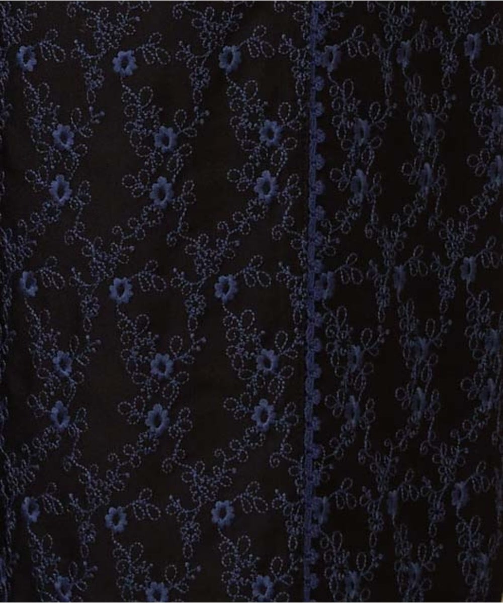 GJLDE41240 Jocomomola(ホコモモラ) フラワースカラップ総刺繍ワイドパンツ ブラック