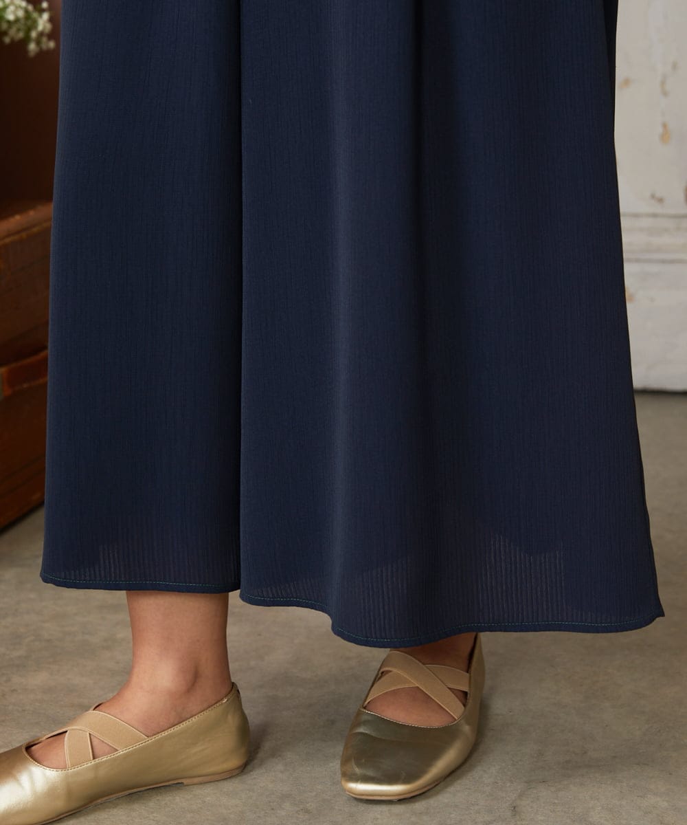 GJLDE44200 Jocomomola(ホコモモラ) RIO ベルト付き楊柳ワイドパンツ ネイビー