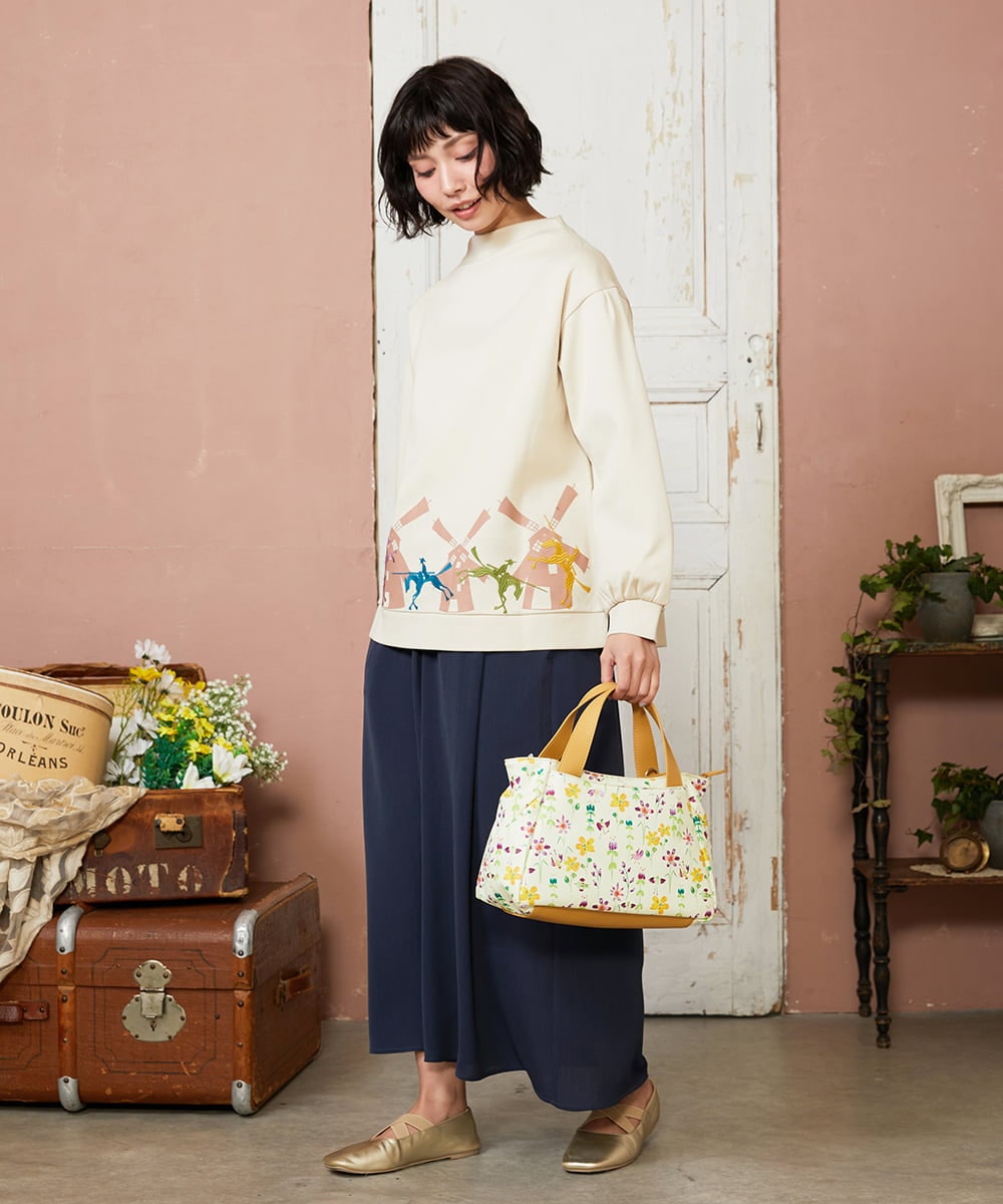 GJLDE44200 Jocomomola(ホコモモラ) RIO ベルト付き楊柳ワイドパンツ ネイビー