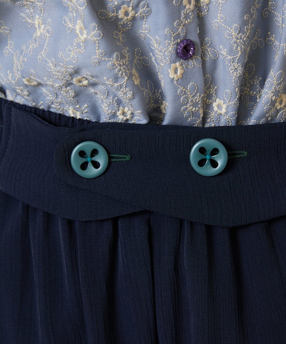 GJLDE44200 Jocomomola(ホコモモラ) RIO ベルト付き楊柳ワイドパンツ ネイビー