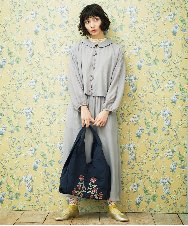 GJLDE44200 Jocomomola(ホコモモラ) RIO ベルト付き楊柳ワイドパンツ ライトグレー