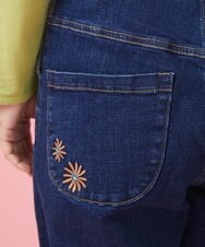 GJLDT40190 Jocomomola(ホコモモラ) フラワー刺繍 デニムパンツ ネイビー