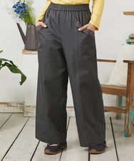 GJLFD33200 Jocomomola(ホコモモラ) Facil 刺繍入りツイルワイドパンツ ダークグレー
