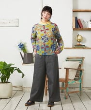 GJLFD33200 Jocomomola(ホコモモラ) Facil 刺繍入りツイルワイドパンツ ダークグレー