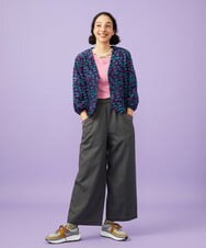 GJLFD33200 Jocomomola(ホコモモラ) Facil 刺繍入りツイルワイドパンツ ダークグレー