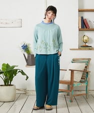 GJLFD50220 Jocomomola(ホコモモラ) El Rucio フラワーアップリケポンチパンツ［オケージョン/セレモニー］ グリーン