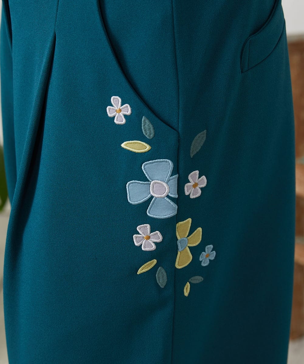 GJLFD50220 Jocomomola(ホコモモラ) El Rucio フラワーアップリケポンチパンツ［オケージョン/セレモニー］ グリーン