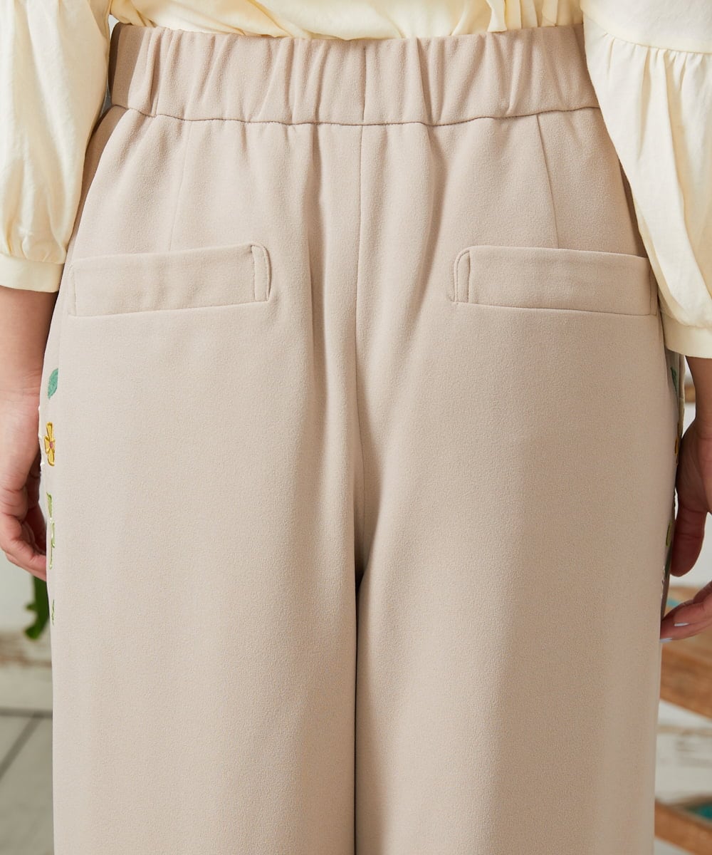 GJLFD50220 Jocomomola(ホコモモラ) El Rucio フラワーアップリケポンチパンツ［オケージョン/セレモニー］ ベージュ