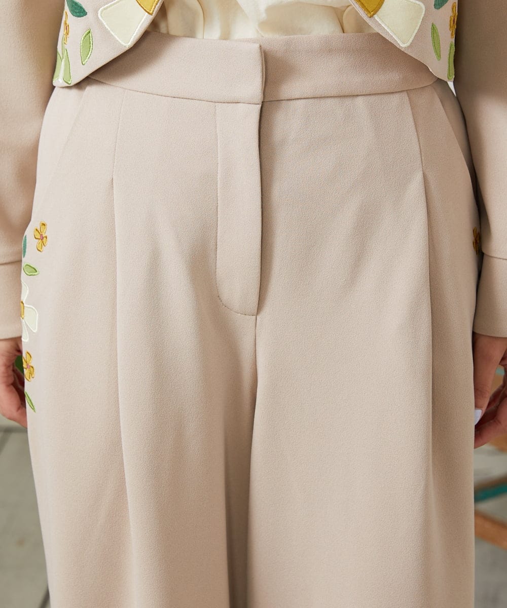 GJLFD50220 Jocomomola(ホコモモラ) El Rucio フラワーアップリケポンチパンツ［オケージョン/セレモニー］ ベージュ