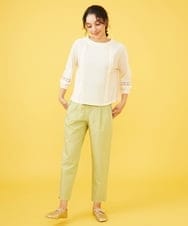 GJLFV34190 Jocomomola(ホコモモラ) テンセルリネン テーパードパンツ グリーン