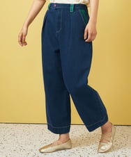 GJLGA31180 Jocomomola(ホコモモラ) Reflejo 配色デニムパンツ グリーン