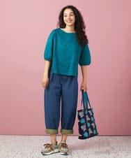 GJLGA31180 Jocomomola(ホコモモラ) Reflejo 配色デニムパンツ グリーン