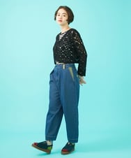 GJLGA31180 Jocomomola(ホコモモラ) Reflejo 配色デニムパンツ グリーン