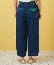 GJLGA31180 Jocomomola(ホコモモラ) Reflejo 配色デニムパンツ グリーン