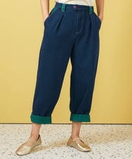 GJLGA31180 Jocomomola(ホコモモラ) Reflejo 配色デニムパンツ グリーン