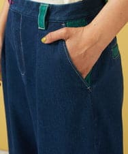 GJLGA31180 Jocomomola(ホコモモラ) Reflejo 配色デニムパンツ グリーン