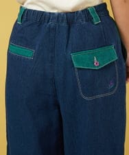 GJLGA31180 Jocomomola(ホコモモラ) Reflejo 配色デニムパンツ グリーン