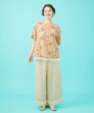 GJLGA34220 Jocomomola(ホコモモラ) ピコリネンワイドシルエットパンツ グリーン
