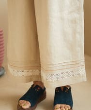 GJLGA34220 Jocomomola(ホコモモラ) ピコリネンワイドシルエットパンツ グリーン