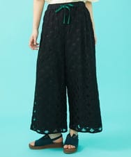 GJLGA36230 Jocomomola(ホコモモラ) Flor 総レースワイドパンツ ブラック