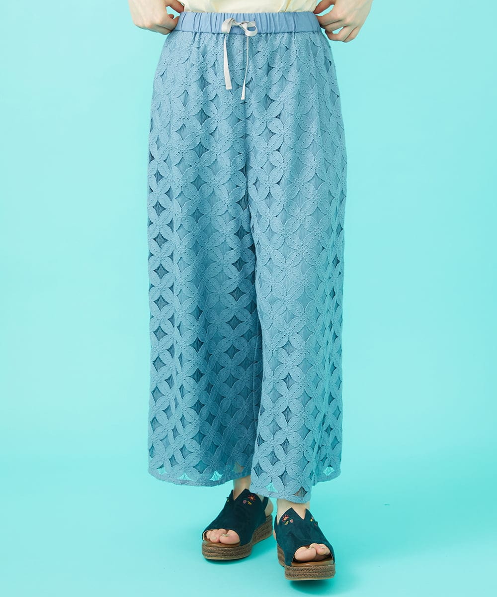Flor 総レースワイドパンツ(ガウチョ・ワイドパンツ