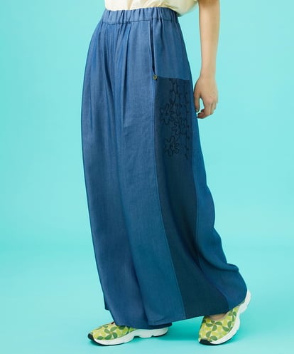 GJLGB41200 Jocomomola Flor pintada テンセルデニムワイドパンツ