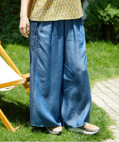 GJLGB41200 Jocomomola Flor pintada テンセルデニムワイドパンツ