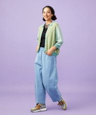 GJLGD33180 Jocomomola(ホコモモラ) Superposicion カーブシルエットデニムパンツ ライトブルー