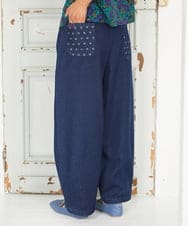 GJLGD33180 Jocomomola(ホコモモラ) Superposicion カーブシルエットデニムパンツ ネイビー