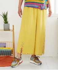 GJLGD36220 Jocomomola(ホコモモラ) Lino Facil リネンワイドストレートパンツ イエロー