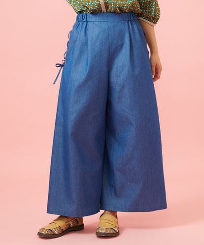 GJLGE42200 Jocomomola Flor デニム 刺繍入りレースアップワイドパンツ