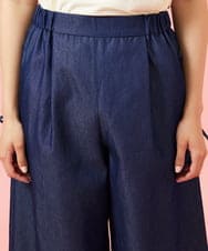 GJLGE42200 Jocomomola(ホコモモラ) Flor デニム 刺繍入りレースアップワイドパンツ ネイビー