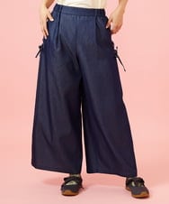 GJLGE42200 Jocomomola(ホコモモラ) Flor デニム 刺繍入りレースアップワイドパンツ ネイビー