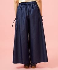 GJLGE42200 Jocomomola(ホコモモラ) Flor デニム 刺繍入りレースアップワイドパンツ ネイビー