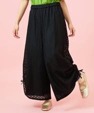 GJLGE43230 Jocomomola(ホコモモラ) Ola レースワイドパンツ ブラック