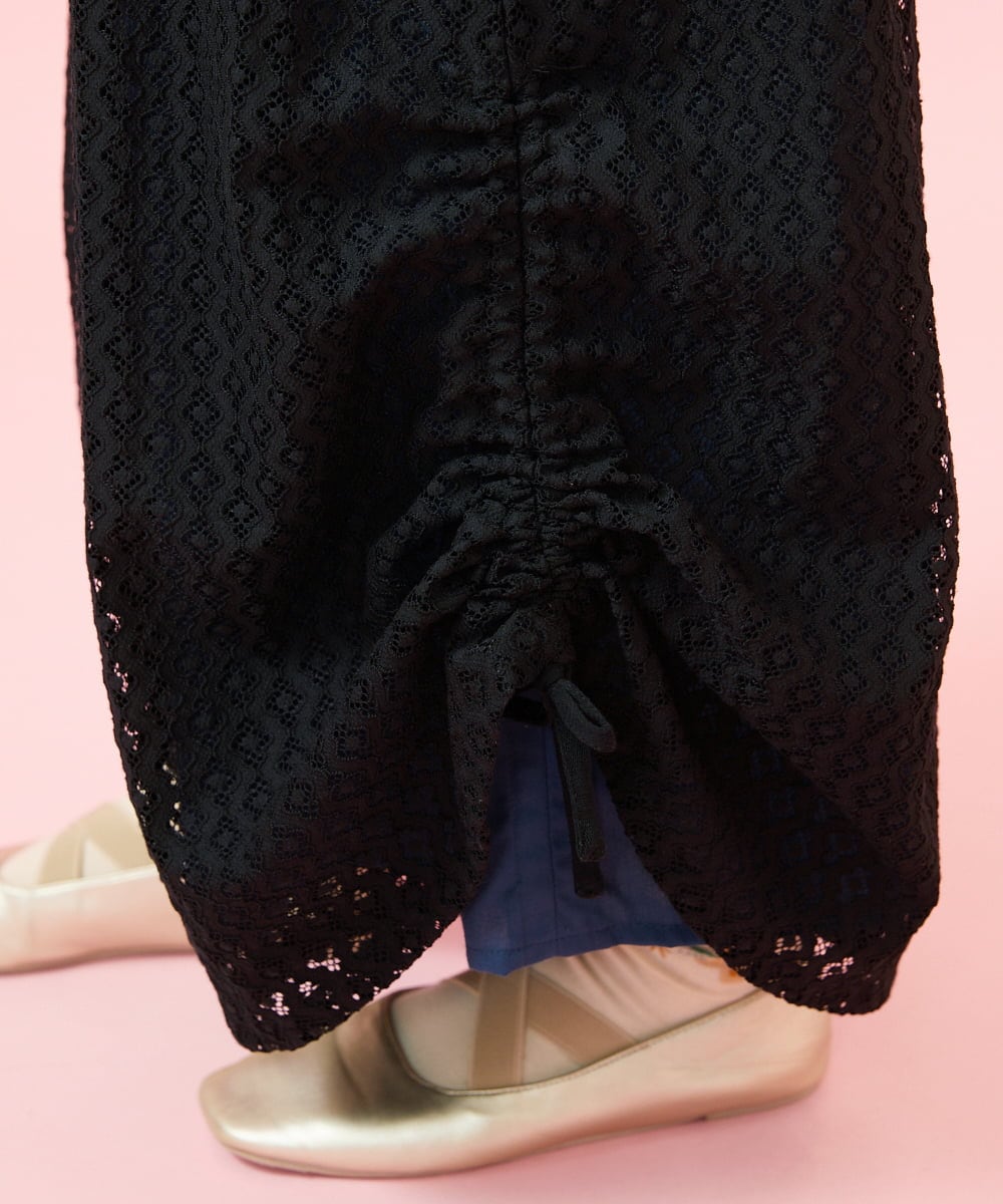 GJLGE43230 Jocomomola(ホコモモラ) Ola レースワイドパンツ ブラック