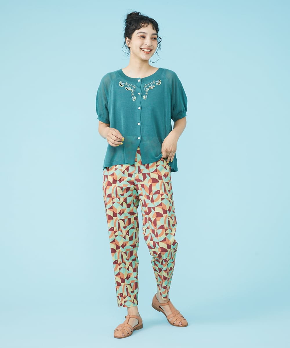 GJLGP37180 Jocomomola(ホコモモラ) Mar プリントパンツ グリーン系