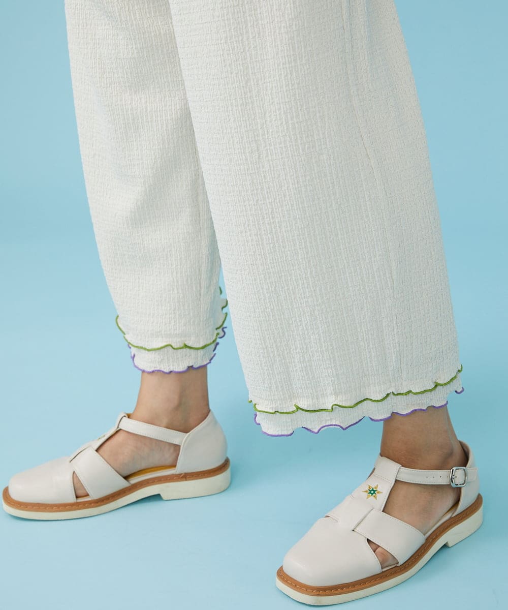 GJLGS02180 Jocomomola(ホコモモラ) Ondas シャーリングパンツ グリーン