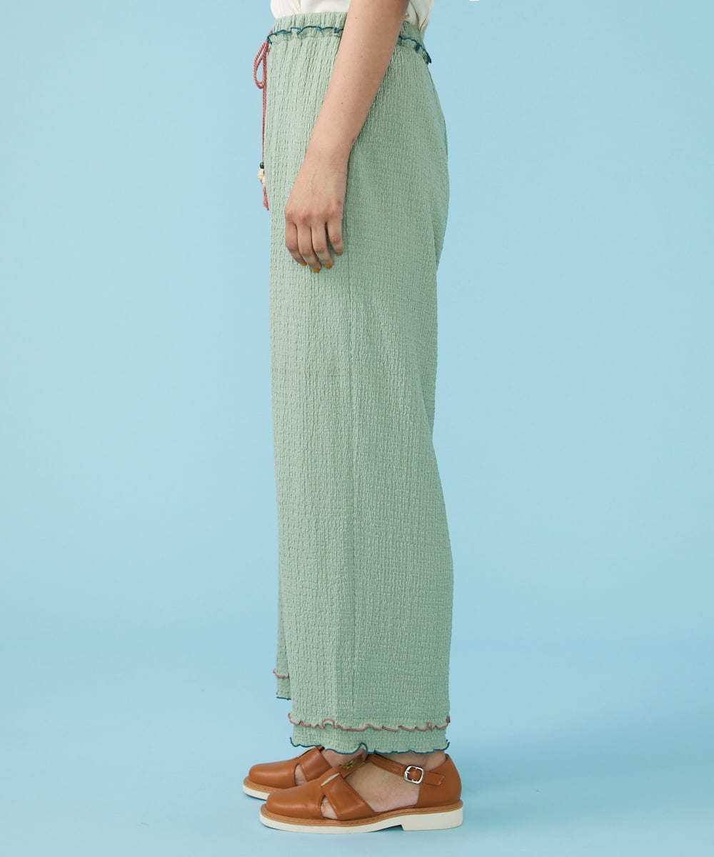 GJLGS02180 Jocomomola(ホコモモラ) Ondas シャーリングパンツ グリーン